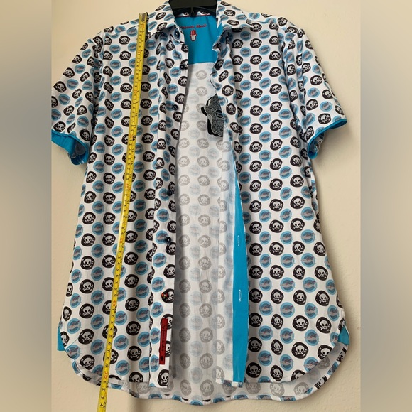 🔥NWT-Luciano Visconti black label fun pirate shark button up shirt size M - Picture 10 of 10